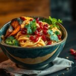 Miso-Tahini Soba Bowl with Roasted Veggies & Pomegranate