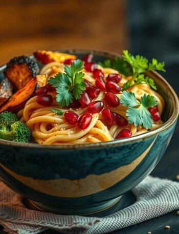 Miso-Tahini Soba Bowl with Roasted Veggies & Pomegranate