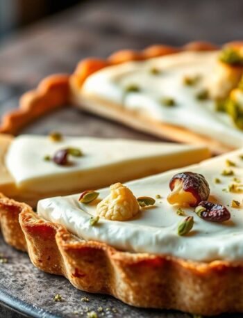 Cauliflower Mechoui Tart with Labneh Mousse & Pistachio Dukkah