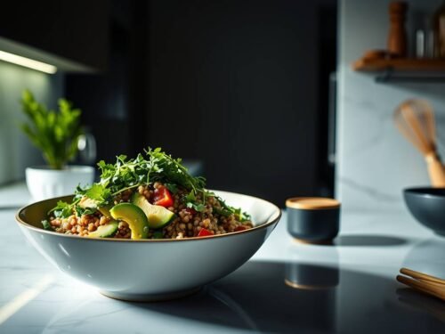 Matcha Quinoa Salad with Avocado-Wasabi Dressing