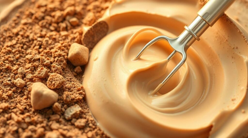 Blender with foamy elixir in motion