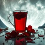 NEA’s Supermoon Elixir with red herbal tea, rose petals, and adaptogens