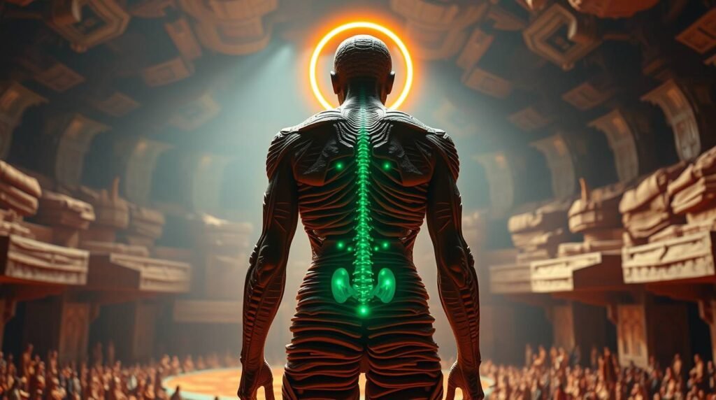 Human neural field glowing softly in low light, symbolizing inner restoration