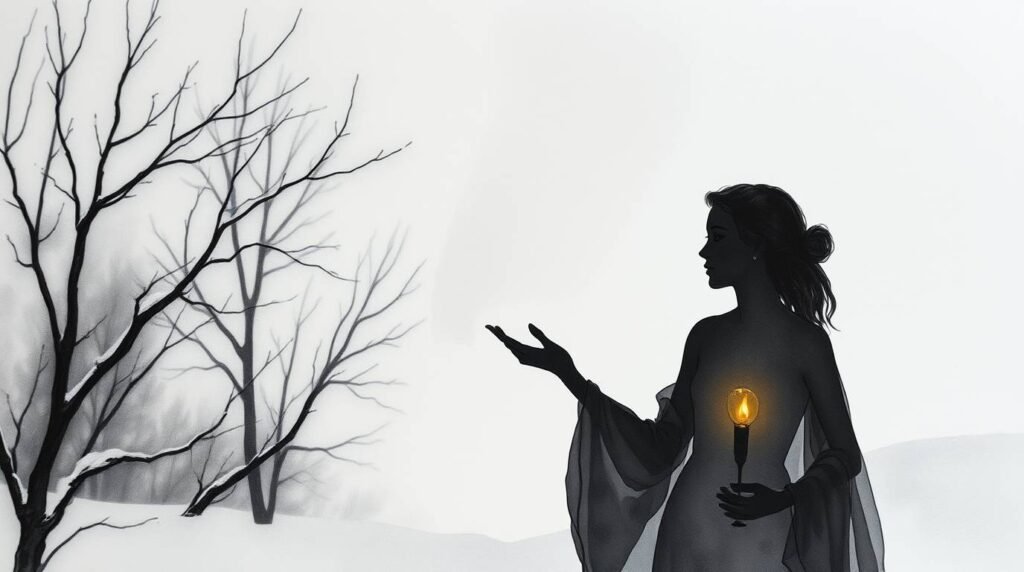 Warm glowing fire within a transparent human silhouette