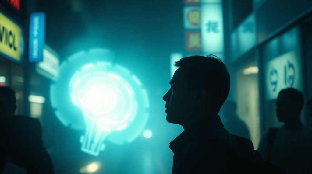 Abstract, calm AI presence represented visually