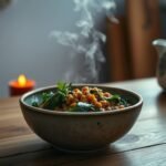 Warm, grounding meal prepared slowly in a quiet kitchen