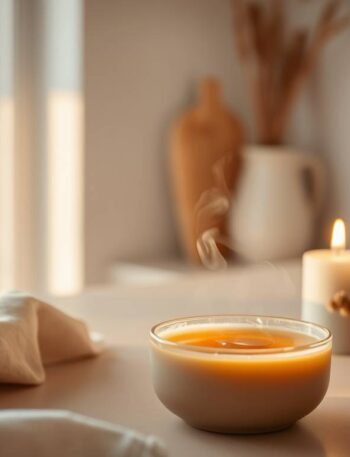 Warm ritual scene with golden milk, candlelight, and winter sunlight symbolizing seasonal transition.