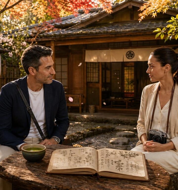 Marco and Lira arrive in Kyoto for a traditional Japanese tea ceremony, where a hidden notebook begins a cozy culinary mystery filled with tea, friendship, and discovery.